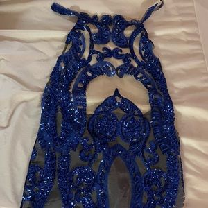 Blue/tan sequin dress